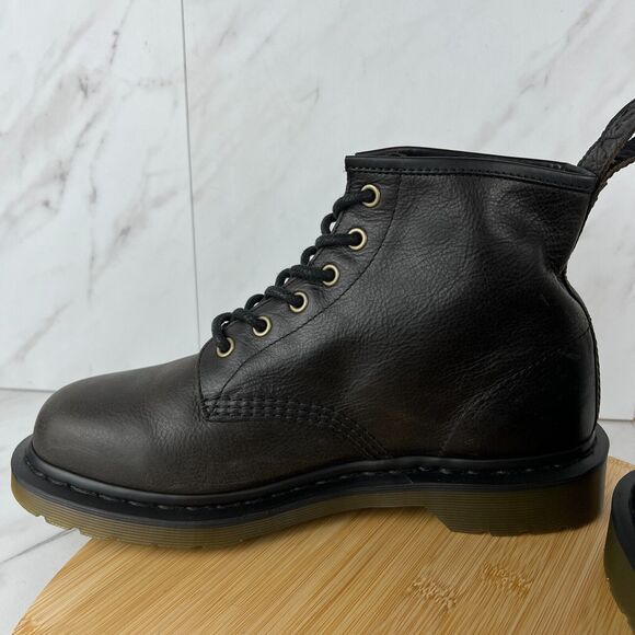 Dr. Doc Martens 101 Harvest Mens Size 9 Black Leather Combat Moto Boots Shoes - Picture 5 of 9